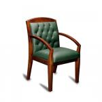 Кресло для посетителей Конгресс нат кожа зеленая/дерево,